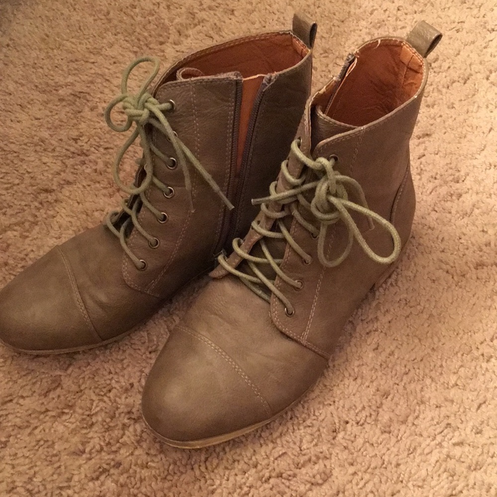 Green Lace-up Booties
